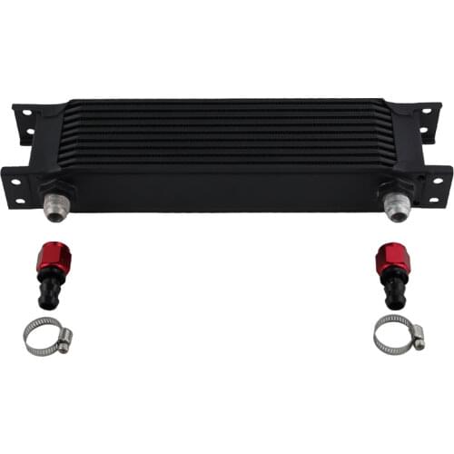 For Universal Cars 10 Row 8-AN Aluminum Fuel / Oil Cooler AN8 Cooling System + 2 Fitting +2 Clamps