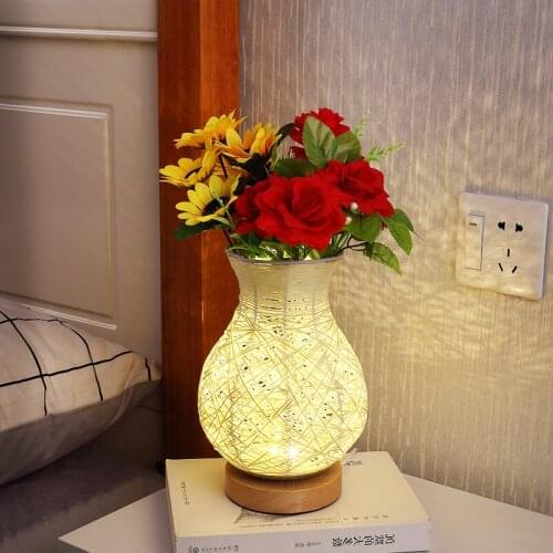 USB Rechargeable Dimming Sepak Takraw Vase Table Lamp Nordic Bedroom Bedside Homestay Decoration Led Wedding Decor