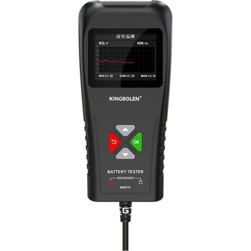 BM510 Battery Tester 6V 12v 24V Car Battery Analyzer charging Ripple test Truck Motorcycle Reversible Access Clip Charging
