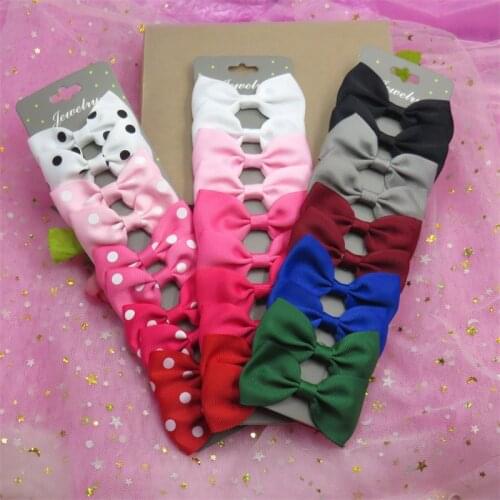 10PCS/SET With Card Multicolor Boutique Grosgrain Ribbon Girl Bows Hair Clips Bow Hair Accessories Creativity Hairpin Headwear