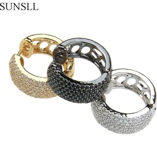 SUNSLL 3 color copper multicolor cubic zirconia round big earrings womens fashion party simple and elegant jewelry earrings