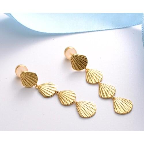 925 Sterling Silver Jewel Female Gold Nautical Seashell Drop Earrings for Women 2019 Statement Accessories Christmas Party Gifts