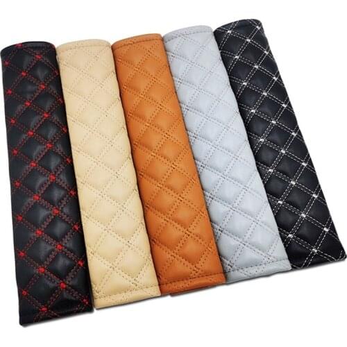 1pair Breathable Car Safety Belt Cover PU Leather Thickened SeatBelt Pad Auto Shoulder Protective Strap Pads Auto Accessories
