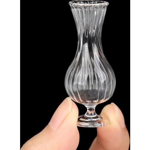 1pc Miniatures Transparent Glass Vase Model Doll House Flowerpot Vase Doll House Flower Pot Vase Dollhouse Decoration Toy
