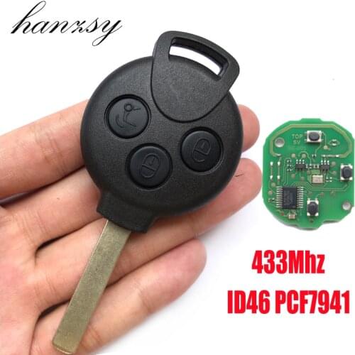 3 Button Remote Control Key for Mercedes Benz MB Smart City 451 Fortwo Forfour 433Mhz ID46 PCF7941 Tranponder Chip Smart Key