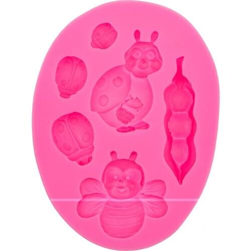 3D Insect bee and Qixing insects Haricot vert cake decorating silicone molds baking fondant Candy Sugar Craftsugar tools T0554