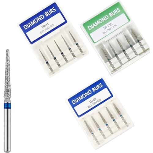50pcs Dental Diamond Burs Taper Round End Tips FG 1.6mm TR-burs for High/Fast Speed Handpiece 10pack