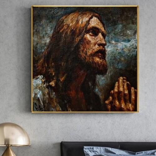 Abstract Jesus Oil Pianting on Canvas Posters and Prints Wall Art Portrait Pictures for Living Room Home cuadros Decor No Frame