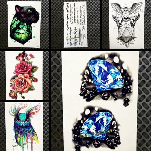 Glitter Flash Blue Diamond Gem Temporary Tattoos For Women Fake Jewelry Tatoo Body Art Waterproof Arm Crystal Tattoo Stickers