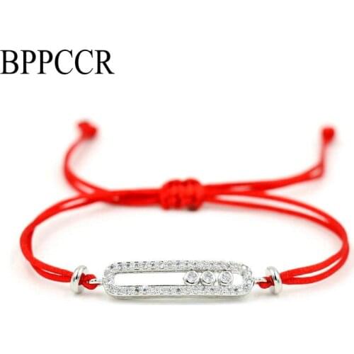 BPPCCR Shiny Crystal Zircon AAA Messi Red Thread Rope String Bracelet For Men Women Lucky Lovers Bracelets Wedding Jewelry Gift