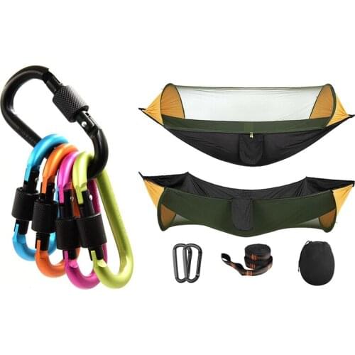 5 Pcs D-Ring Key Chain Carabiner Locking Clip Hook for Camping with Portable Tent Camping Hammock for Hiking Camping