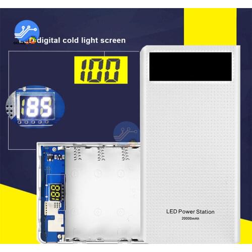 3 USB 7x 18650 Battery DIY Power Bank Box Holder Case LCD Display Battery Charge For Mobile Phone PC With LED Flashlight