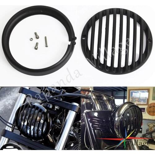 Black Motorcycle 5.75" Headlight Grill Cover Protector For Harley Sportster XL833 XL1200 2004-2014 Touring Trike Models 2009-UP