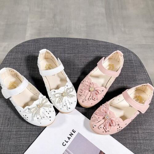 CUZULLAA Kids Rhinestone Leather Shoes Girls Princess Dress Shoes 1-12 Years Baby Toddler Girls Casual Shoes Sandals Szie 21-36
