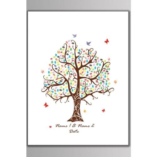 DIY Multi Size Wedding Tree Party Signature Guest Books With Ink Friendship Fingerprint Unframed Canvas Painting Valentine Gift