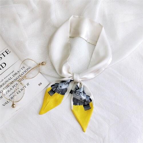 Design Scarf For Women Horse Plaid Printing Skinny Bag Scarf Silk Foulard Women Tie Head For Ladies