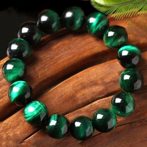 Smooth Polished Beads Bracelets for Women Men 8mm Anti-radiation Green Beaded Bracelet Bangle Handmade bracelet femme Jewelry