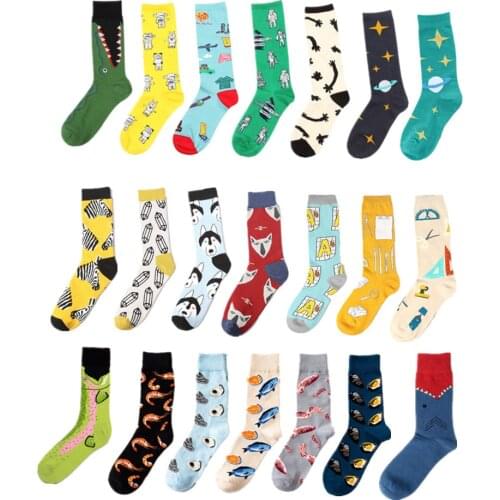 Harajuku Happy Men socks Funny Mens Sloth Sock Women animal alien chili Moustache sloths Novelty Sock combed cotton funny Socks