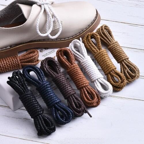 1 Pair Cotton Shoe Laces Precision weaving Round Shoelaces Waxing Waterproof Used for Martin boots Casual Leather Shoes Shoelace