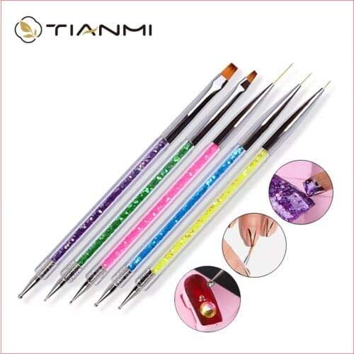 Art Brush Double Nail Brush Gel Pen Art Painting Pen Sequin Decoration Pen Professional Manicure Brush Manicure Beauty Tool