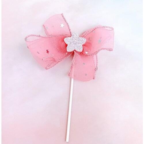 Big Bow Cake Topper Decoration Wedding Bride for Party Supplies Baking Love Gifts Star Princess Girls Happy Birthday