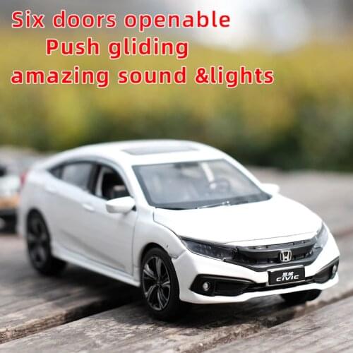 Toy Car 1:32 Scale HONDA CIVIC Metal Alloy Diecast Car Model Miniature Model With Sound Light Model For Children Car