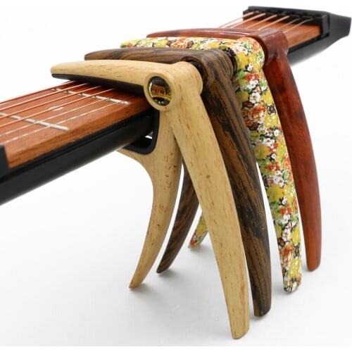 Acoustic Folk Guitar Capo Metal Water Transfer Advanced Wood Pattern Small Floral Stealth Spring Capo Guitar Accessories