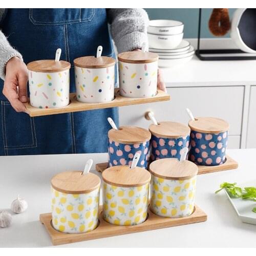 Ceramic Seasoning Jar Environmental Protection Porcelain Mud Kitchen Supplies Seasoning Box for Ceramic Kitchen Supplies Green