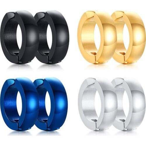 4MM stainless steel inner body sand ear clip hip-hop trendy mens accessories hiphop circle earrings