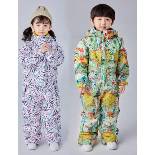 Kid One-Piece Ski Suit New Warm Windproof Waterproof High-Quality Jumpsuit Boys and Girls Winter Snowboard Hooded Snow Suit
