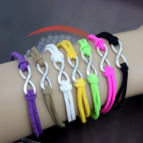 L136 Feminina Pulseras Hot Men Bijoux Punk Charm Silver Plated Love Leather Infinity Luck 8 Bracelets Women Bangle Jewelry Gifts