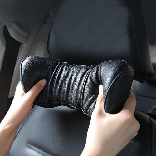 LEEPEE Auto Head Rest Cushion Neck Rest Cushion for Seat Chair In Auto 3D Memory Foam PU Leather Car Neck Pillow Universal