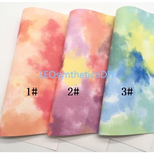 LEOsyntheticoDIY Rainbow Cloudy Summer Colors Suede Synthetic Faux vinyl Leather Fabric Sheets for DIY Bows 21X29CM R016
