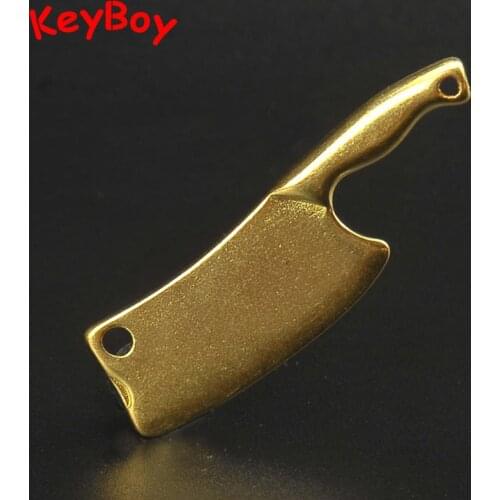 Brass Handmade Kitchen Knife Small Pendant Men Women Bag Car Key ChainsHanging Necklace Pendants Copper Keychain Trinkets