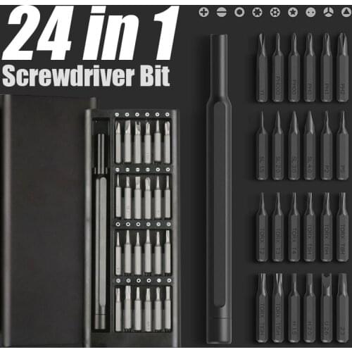 Mini Screw Driver Magnetic Bits Set 24 in 1 Multi-Function Precision Repair Tool Kits for Home Phone Laptop Rotary Handle
