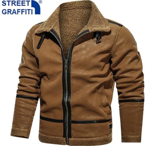 2021 Men Autumn Winter Thick Warm Fleece Motor Leather Jacket Coat Men New Casual Bomber Zipper Senior gentleman Leather Jackets