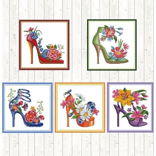 Fashion High Heels Counted Dmc 14ct 11CT Cross Stitch DIY Embroidery Needlework Sets Needlepoint Cross Stitch Kits Home Decor
