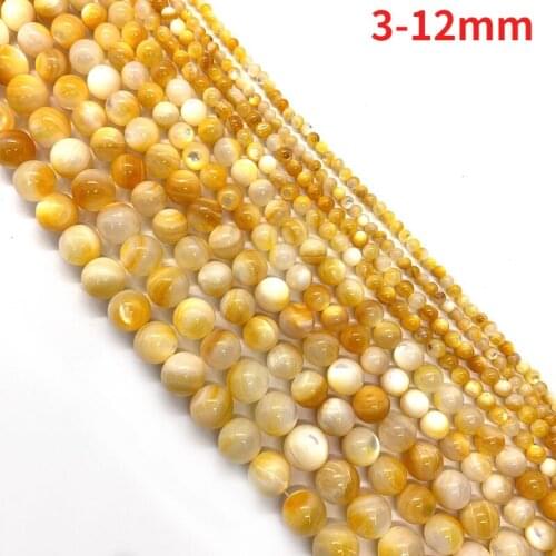 Natural advanced Golden Shell Round 3-12mm Pearl Beads Loose for Jewelry Make DIY Bracelets Necklaces Earrings Ring Accessories
