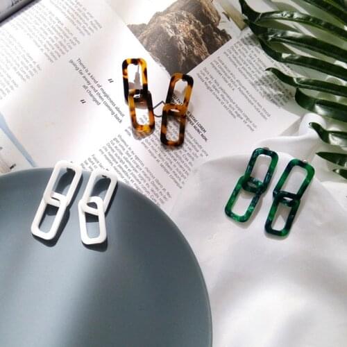 New Tortoise Resin Rectangle Link Sweet Earring