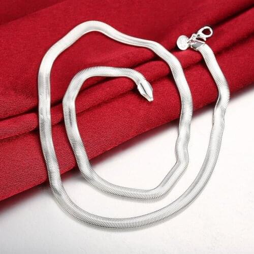 New Silver Color Jewelry Fashion Classic 6MM 16/18/20/22/24 Inch Flat Soft Snake Bone Chain Necklace Bracelets Hot Sell