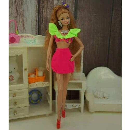 Charming Crop Top Hot Pink Skirt 1/6 BJD Clothes for Barbie Doll Clothes Outfits Set Clothing Dolls Accessories Kids & Baby Toys
