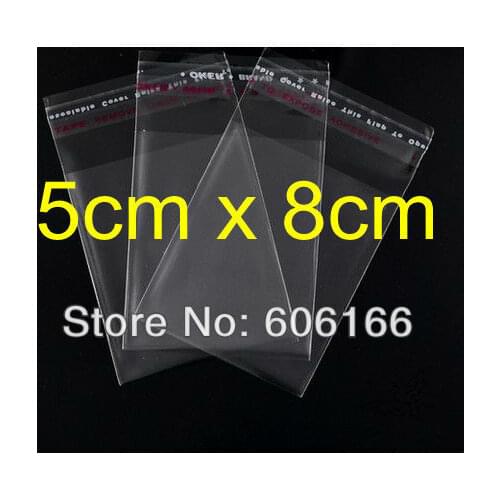 Wholesale 1000pcs/lot 5x8 cm Clear Self Adhesive Seal Poly OPP Bag Plastic Packaging Bags Fit for Jewelry Rings