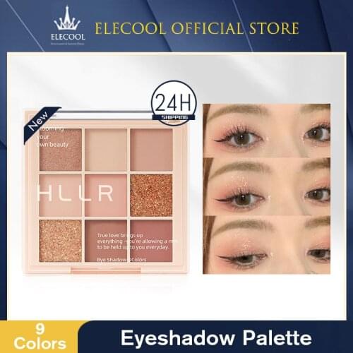 9 Color Eyeshadow Palette Pearlescent Matte Earth Transparent Grid Eyeshadow Peach Charming Makeup TSLM1