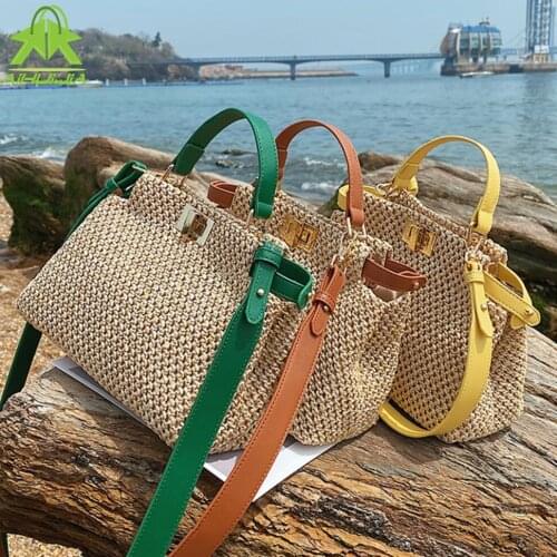 Weave Square Tote Bag 2021 Summer New High-quality Straw Bag Womens Designer Handbag Beach Travel Bag Shoulder Messenger Bag