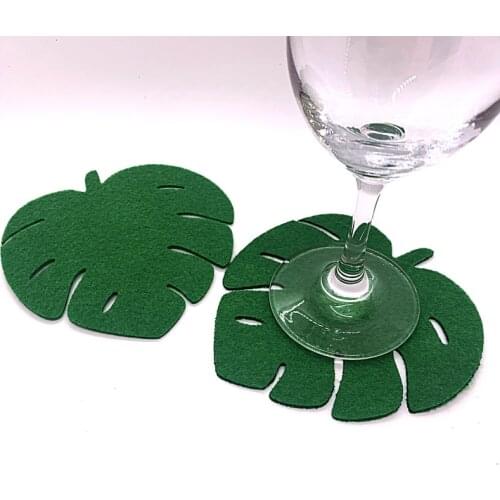 8pcs Leaf Felt Coaster Cup Mats Cartoon Pad Fabric Summer Party Decoration Felt Flamingo Supplies for Home Decor Children Room