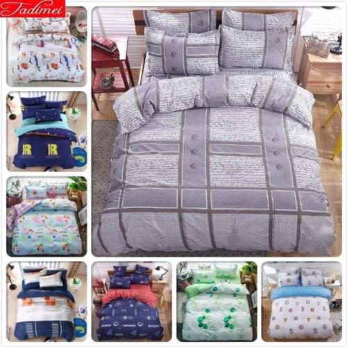 Gray Stripe Plaid Bedding Sets 3/4 pcs Bedclothes Kids Single Double Queen King Size Duvet Cover 1.5m 1.8m 2m Bedsheet Bedlinens