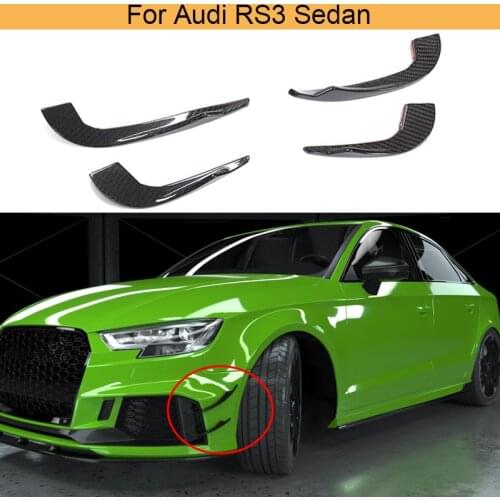 Car Front Bumper Splitters Fins Canards For Audi RS3 Sedan 2017 2018 2019 Front Bumper Splitters Spoiler Air Vents Carbon Fiber