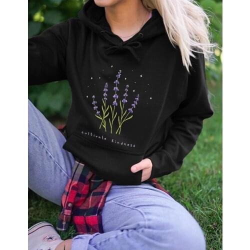 CULTIVATE KINDNESS women hoody Sweatshirt flowers COLORED Printed Hoodies harajuku style women fashion Casual Pullovers
