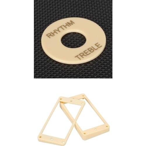 Rhythm Treble Switch Plate + Curved Pickups Frames Mounting Rings For LP Guitar