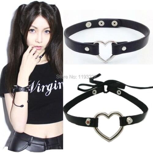 Sexy Lolita Handmade Necklace, Lace Up Ribbon Fashion Button Jewelry, Punk Stud Rivets Collar Necklace